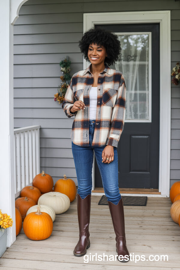 Classic Fall Flannel with Blue Skinny Jeans