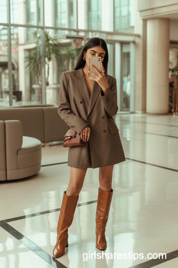Tailored Brown Blazer Dress