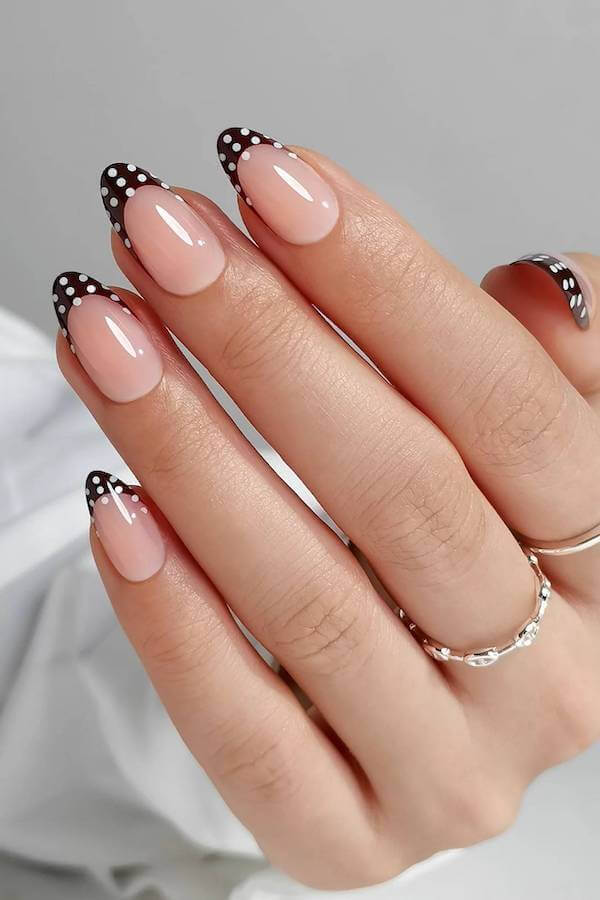 Black and White Polka Dot French Tips