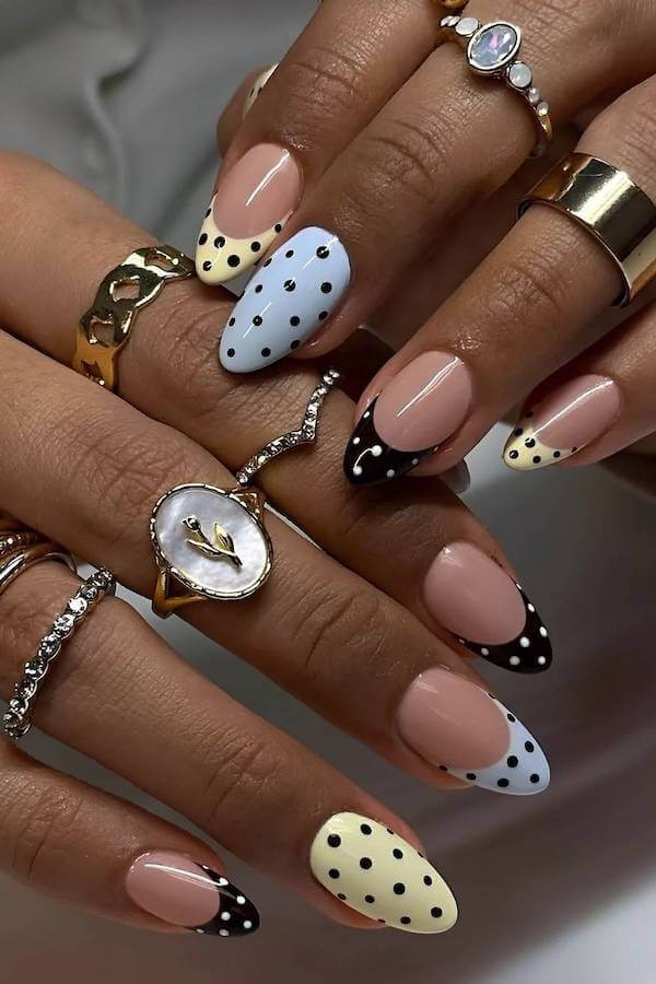 Pastel Tip Polka Dot Nails