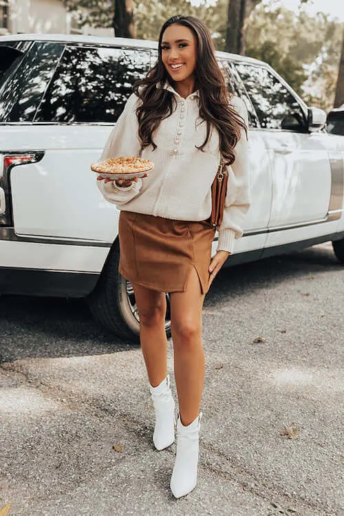 brown skirt outfits