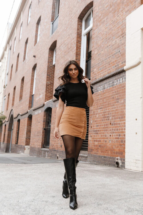 brown skirt outfits