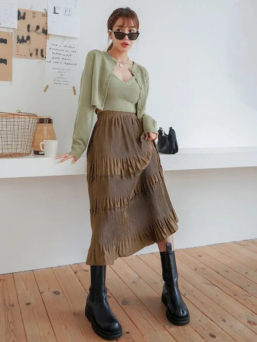 brown skirt outfits