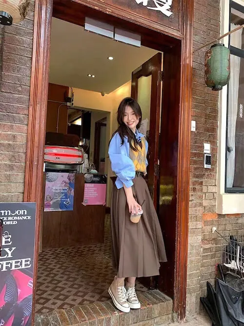 brown skirt outfits