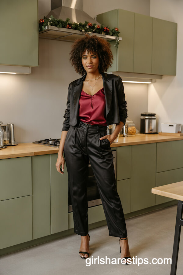 Cropped Blazer and High-Waisted Pants