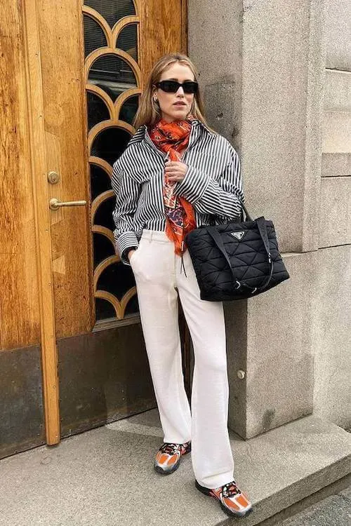 business casual work outfit ideas with sneakers women