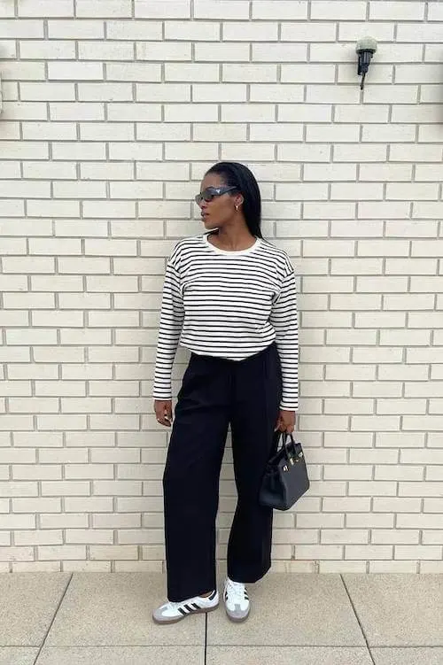 business casual work outfit ideas with sneakers women