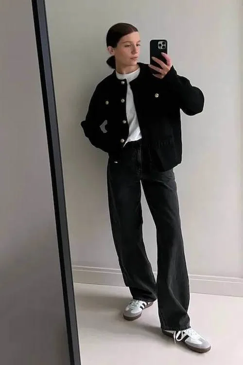 business casual work outfit ideas with sneakers women