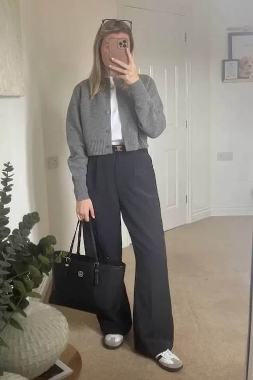 business casual work outfit ideas with sneakers women