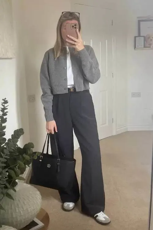 business casual work outfit ideas with sneakers women
