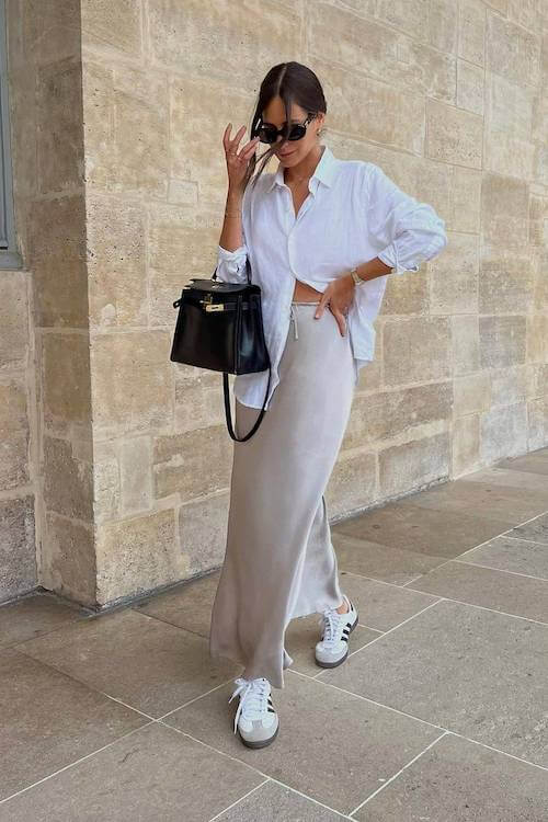 business casual work outfit ideas with sneakers women