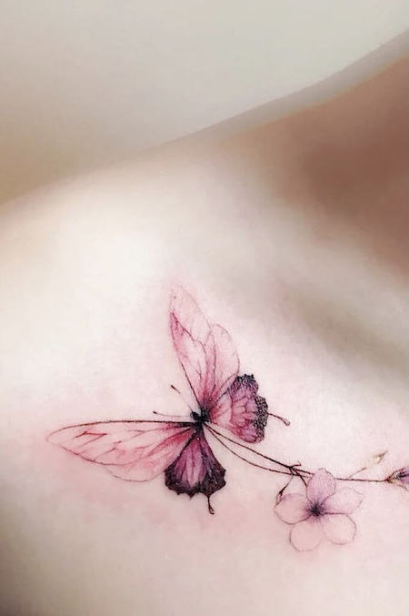 Pink Butterfly Tattoo  TattManiaTattMania