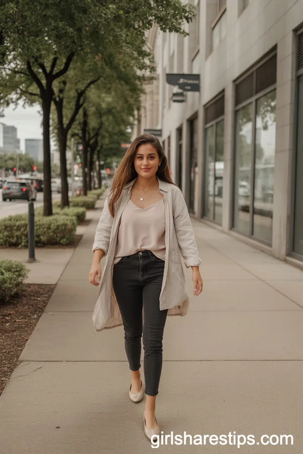 Light Cardigan and Skinny Jeans: Soft Layers for a Relaxed Office Look