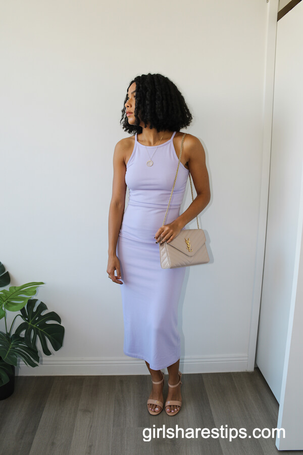 Lavender Fitted Midi Dress