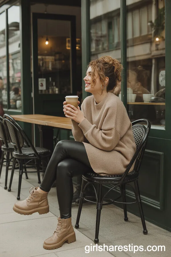 Oversized Sweater Black Leggings Ankle Boots