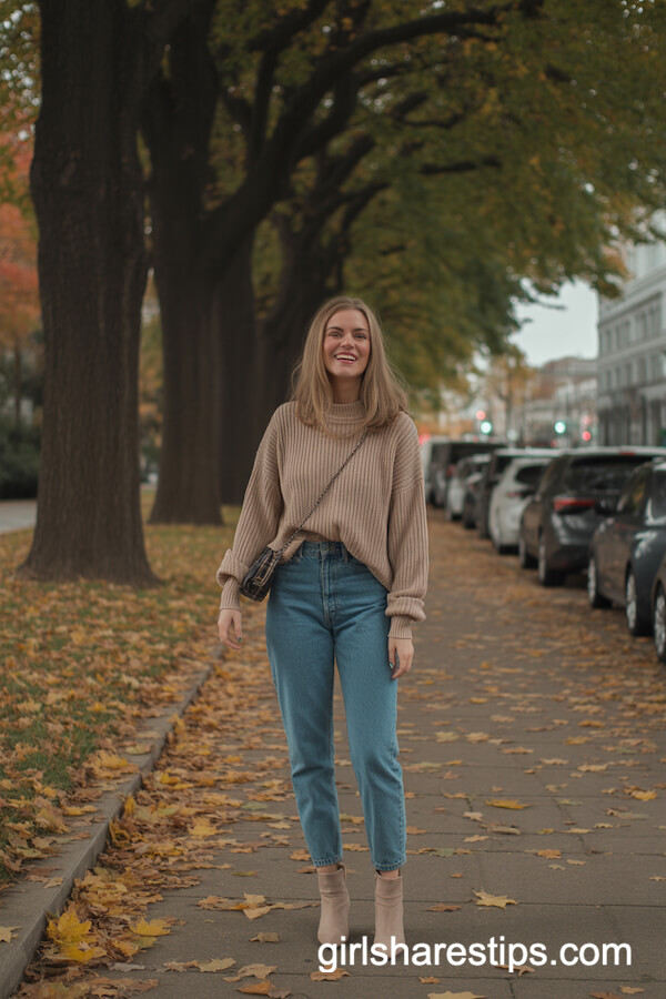 Chunky Sweater & High-Waisted Jeans