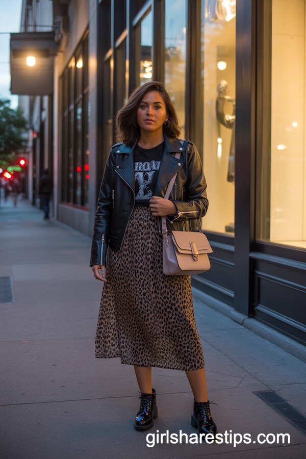 Moto Jacket & Leopard Skirt