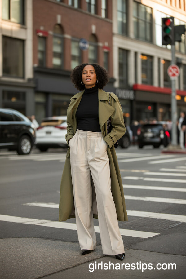 Khaki Trench Tailored Pants
