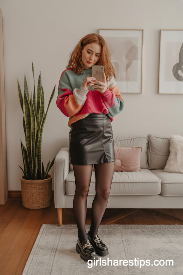 Statement Sweater & Mini Skirt