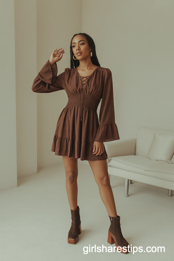 Ruffled Mini Dress & Suede Boots