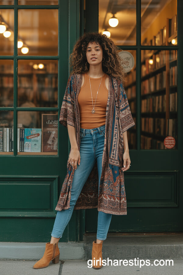 Boho Duster & Burnt Orange Top
