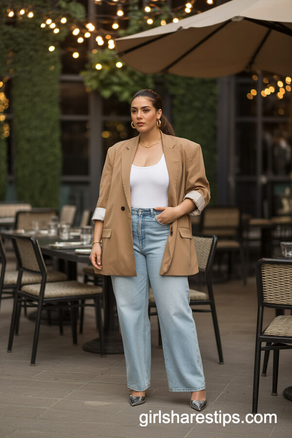 Oversized Blazer White Bodysuit