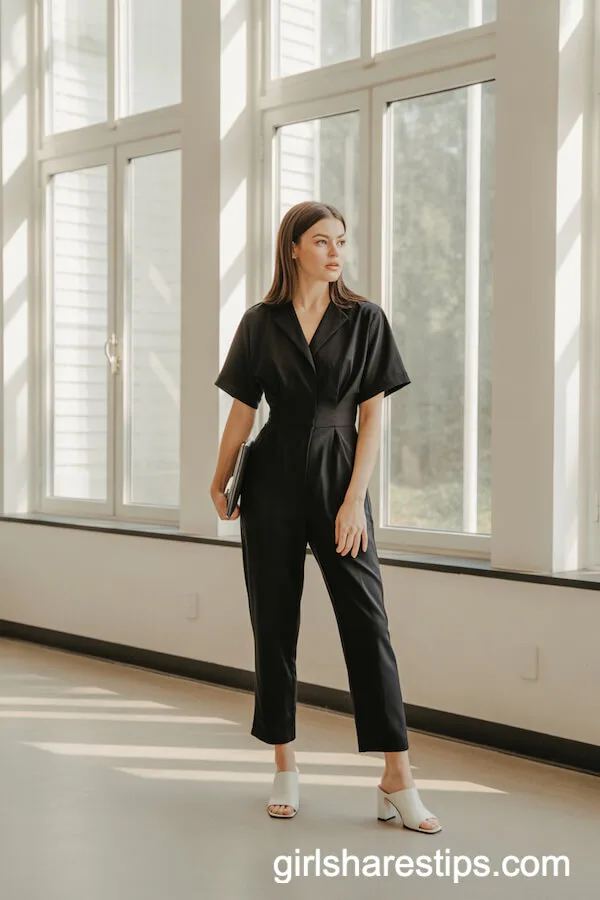 Black Minimalist Jumpsuit for Work