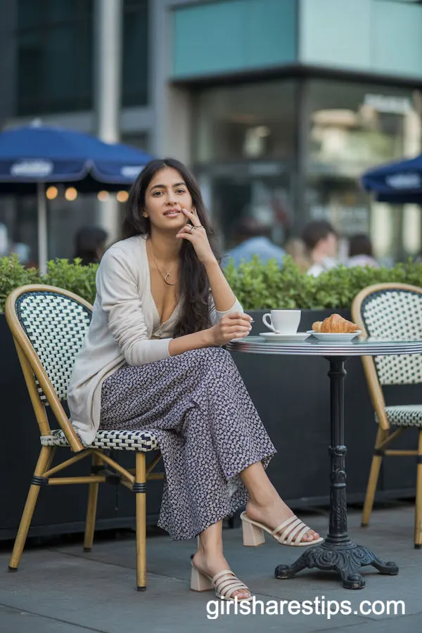 Floral Pencil Skirt and Cardigan for Chic Outdoor Caf&eacute; Outfits