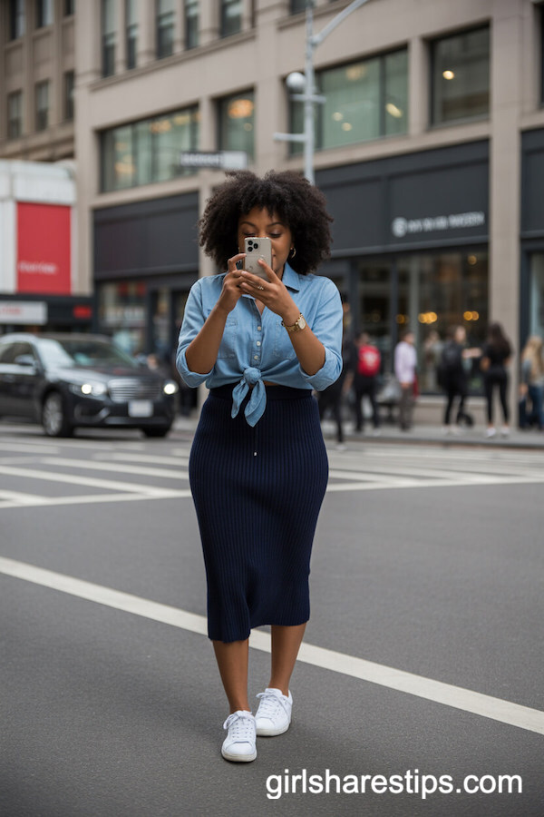 casual pencil skirt outfits