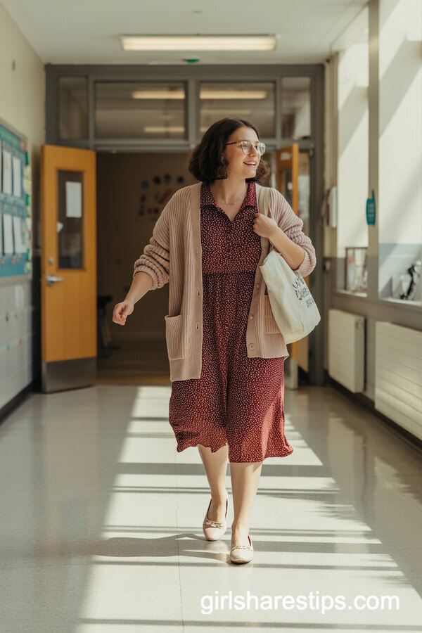 Polka Dot Dress & Chunky Cardigan