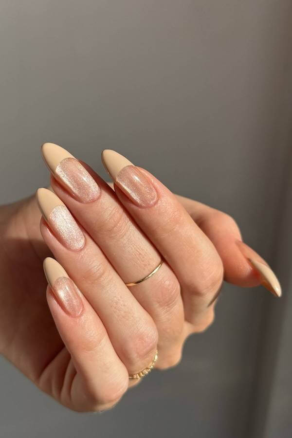 Nude Matte Cat Eye French Tips