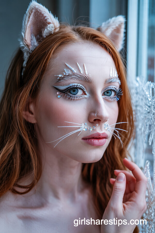 Ice Queen Cat Makeup
