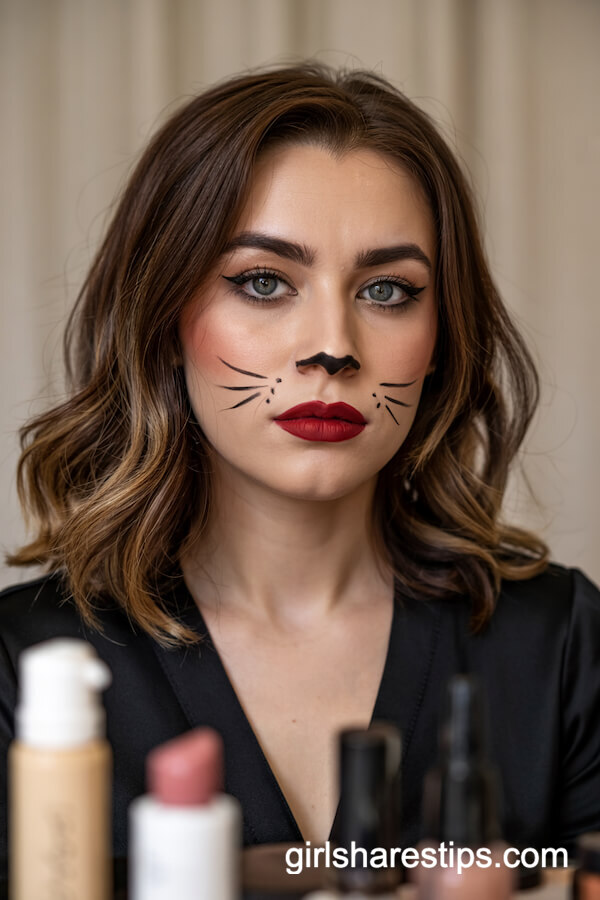 Vampy Cat Eye With Red Lips