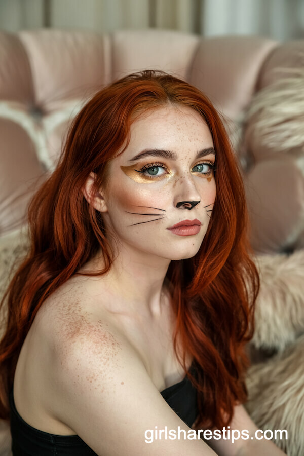 Gold Foil Cat Makeup Art