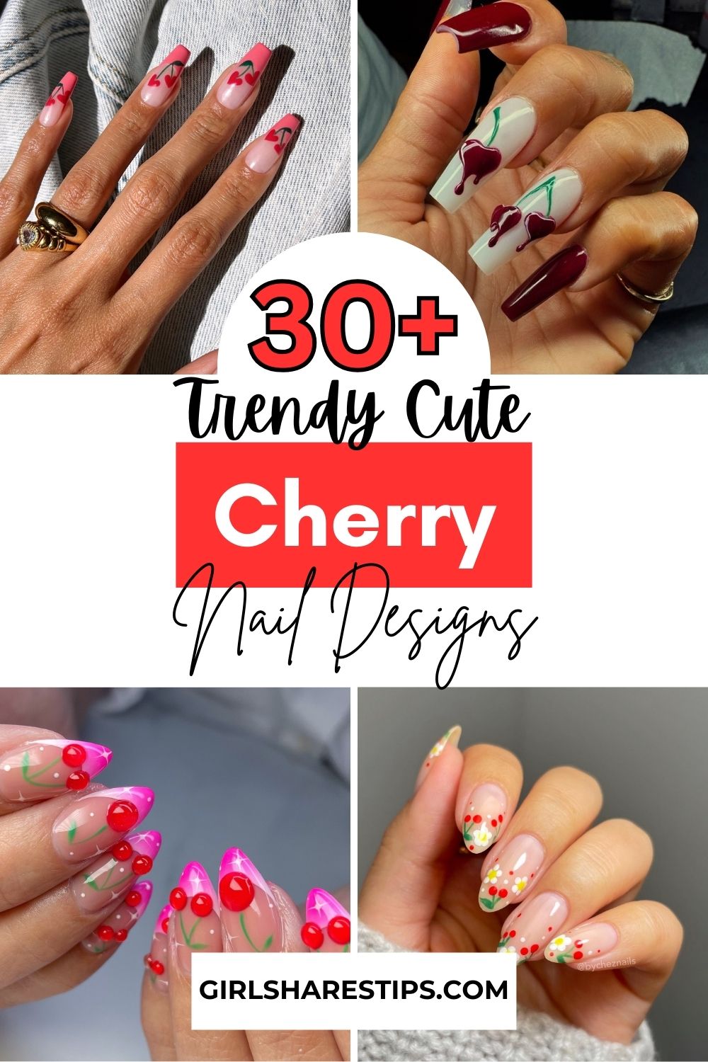 cherry nail designs collage