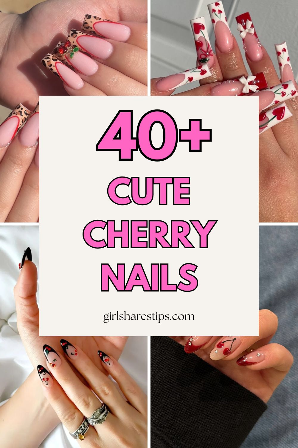 cherry nails collage