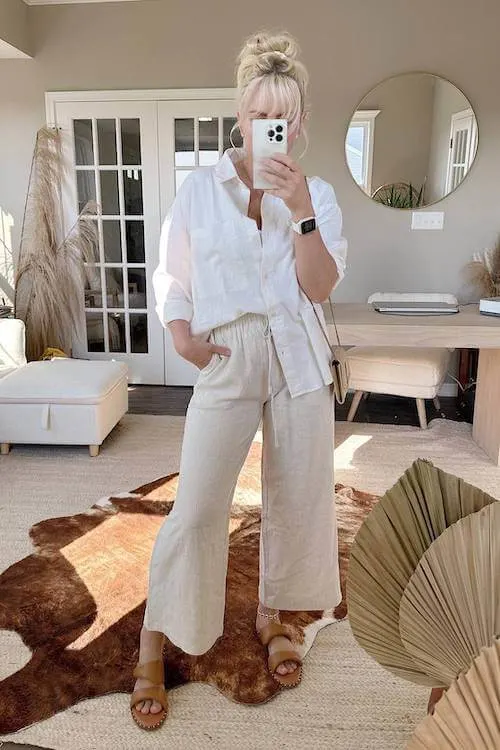 chic linen pants outfit