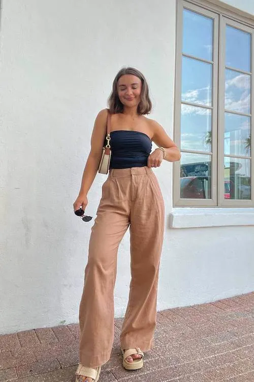 chic linen pants outfit