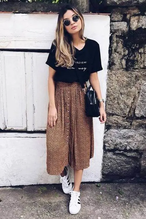 chic long skirt outfit ideas for women