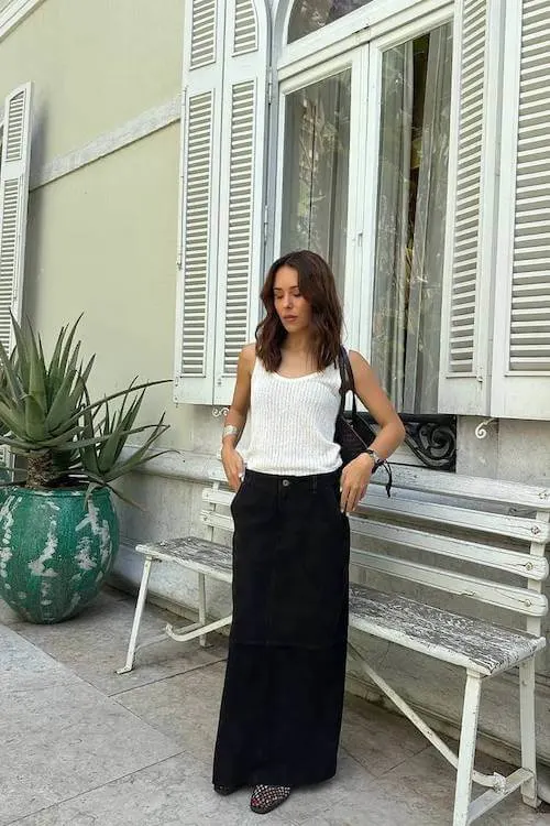chic long skirt outfit ideas for women