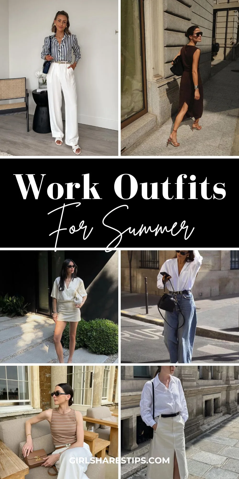 chic summer casual work outfits collage