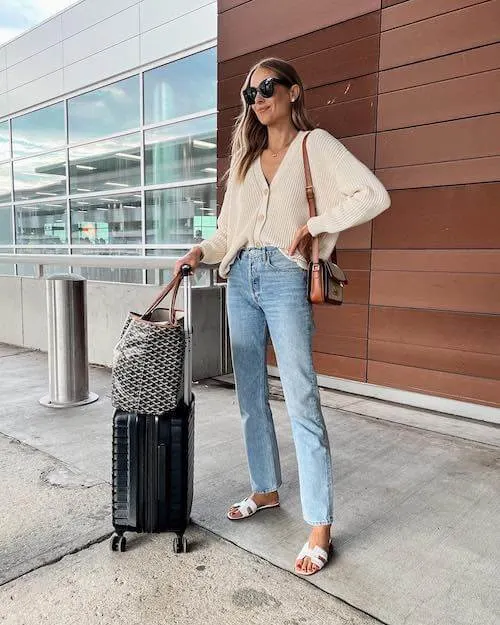 chic travel outfits with cardigan