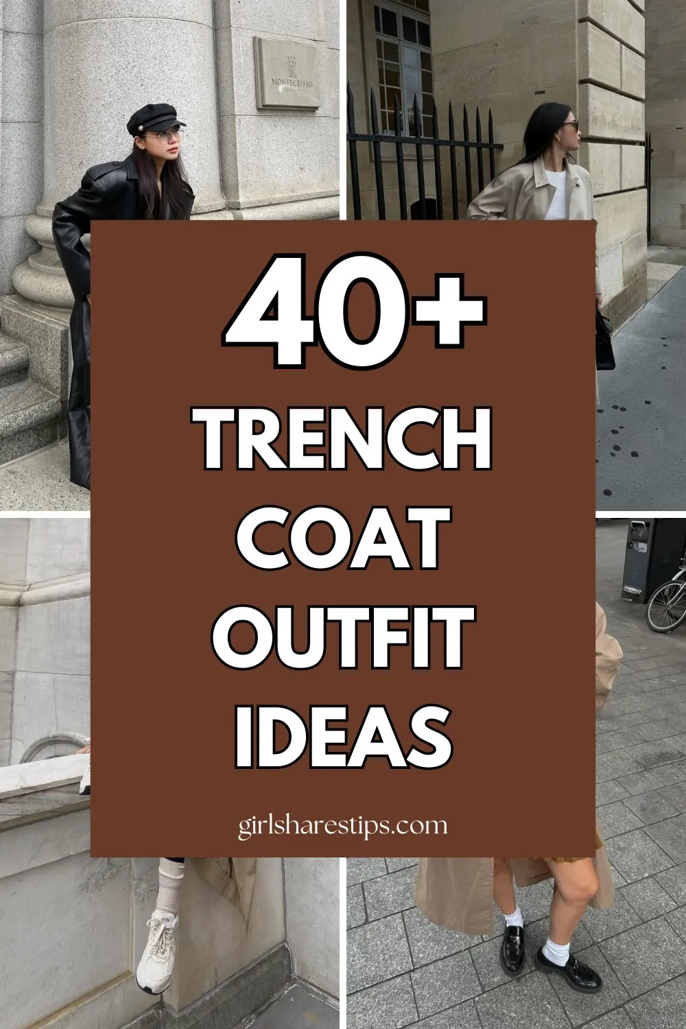 trench coat outfit ideas collage