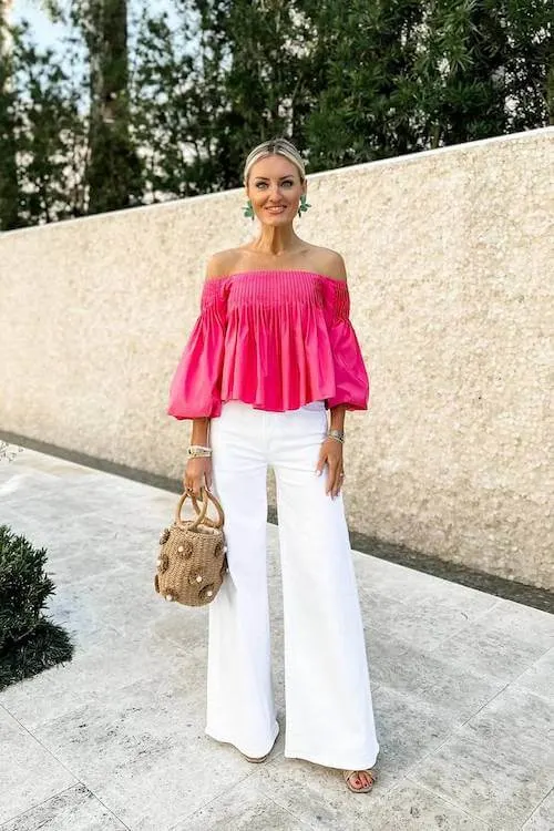 chic white jeans outfit