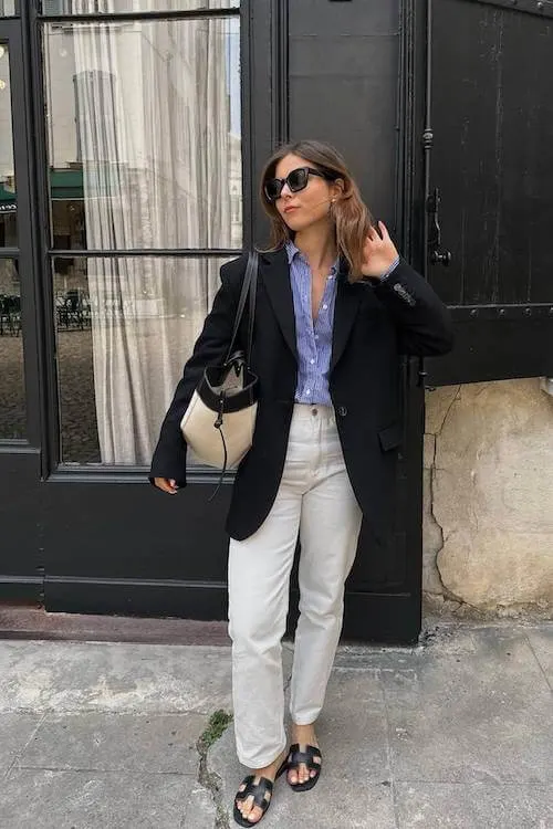 chic white jeans outfit