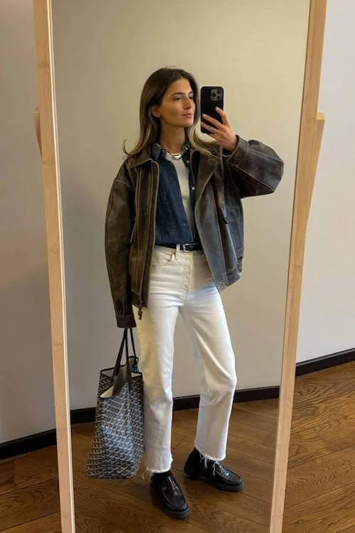 chic white jeans outfit