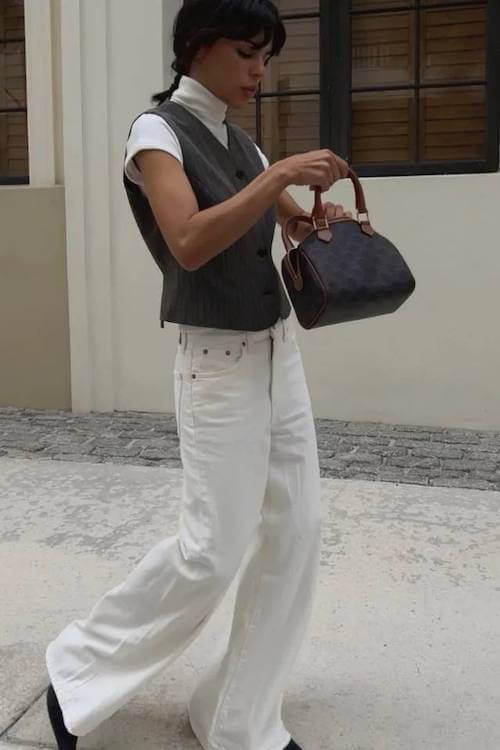 chic white jeans outfit