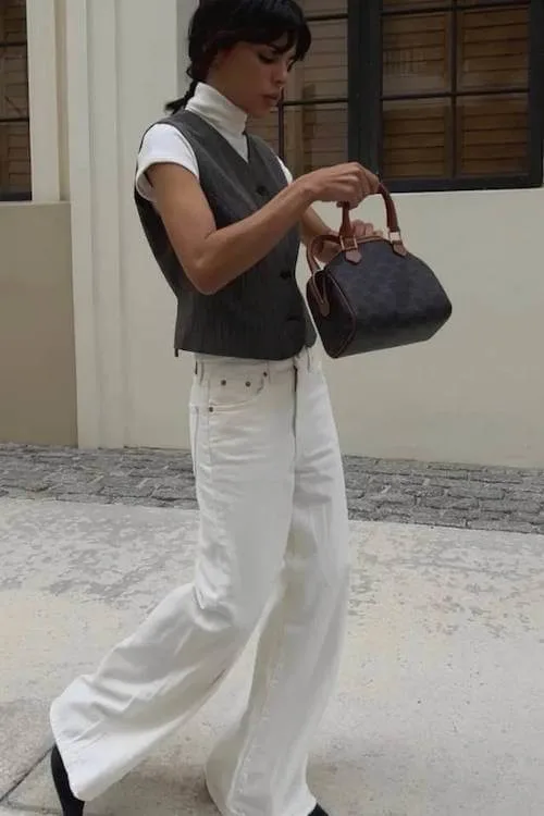 chic white jeans outfit