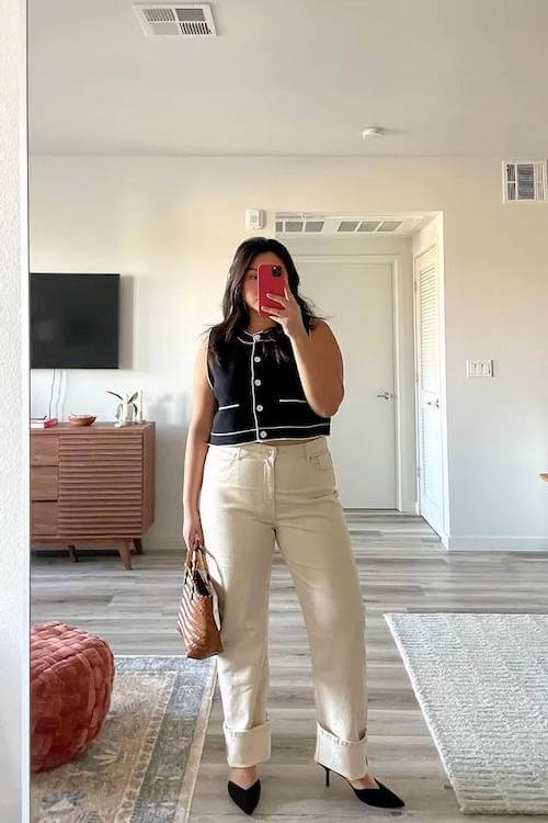 chic white jeans outfit
