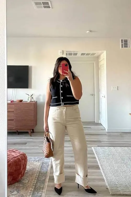 chic white jeans outfit